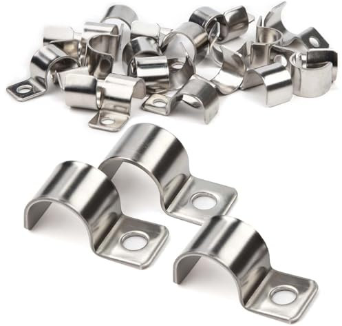 XoeLLe 20 Stück Befestigungsschelle Metall Rohrschellen, Hochleistungs Kabelschellen, Rohrschellen Rohrbefestigung Einzelloch U-Rohrschellen, Rohrschellen Edelstahl, Rohrklemme für Kabel Ø 16-17 mm