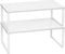 SONGMICS Spice Racks, Set of 2 Cupboard Organisers, Kitchen Storage, Stackable, Expandable, Metal Counter Shelves, White KCS401W01