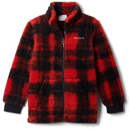 Columbia Rugged Ridge 2 bedruckte Sherpa-Fleece-Jacke für Jugendliche, durchgehender Reißverschluss, durchgehender Reißverschluss, Segelrot, Omblur Tonal, Größe XS
