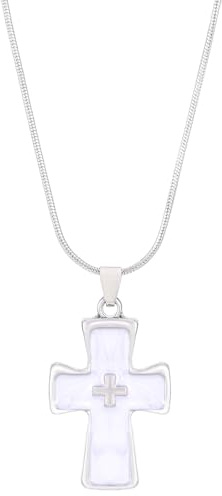 Wendalern Gothic Kreuz Halskette Choker Emaille Kreuz Anhänger Halskette Silber Rund Schlange Kette Religiöse Halskette Weiß Kreuz Clavicle Halskette Hip Hop Schmuck Für Frauen