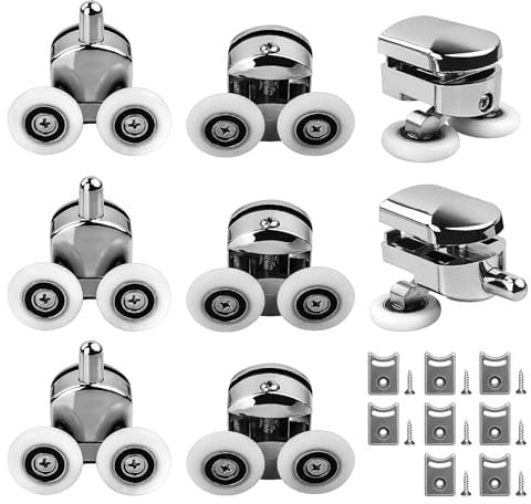 8 Stück Duschtürrollen, Ø 23mm Laufrollen für Schiebetüren, Ersatzrollen für Duschkabinen & Duschtüren aus Glas, Robuste Rollen für Schiebetür Badezimmer, Leise & Rostfrei, Duschkabinen Ersatzteile