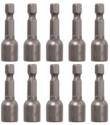 10-Piece 1/4 Hex Shank Magnetic Impact Driver Socket Set, 8mm Impact Nut Setter & Deep Socket Set, Quick-Change Power Tool Accessories, Ideal for Impact Driver, Drill & Screwdriver