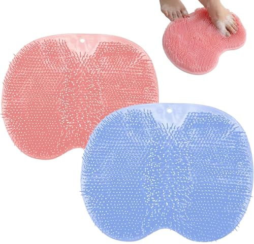 2 PCS Foot Scrubber for Shower, Shower Foot Scrubber Mat Bath Feet & Toe Cleaner Massager Brush Pad, for Cleaning Exfoliation Massages Relieving Tired Feet Without Bending