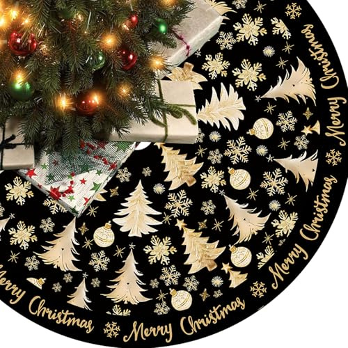 Weihnachtsbaum Decke Rock Weihnachtsbaumdecke Rund 120cm/47zoll Christbaumdecke Rund Tannenbaum Decke Baumdecke Weihnachtsbaum Unterlage,Weihnachtsbaumdecke Teppich für Christbaumschmuck(I)
