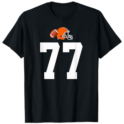 Americano Fútbol Casco Estilo Vintage Número 77 Camiseta