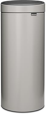 Brabantia 30L Kitchen Touch Bin New (Soft Grey) Removable Lid, Soft-Touch Open, Easy Clean Rubbish Waste Bin + Brabantia Bin Liners