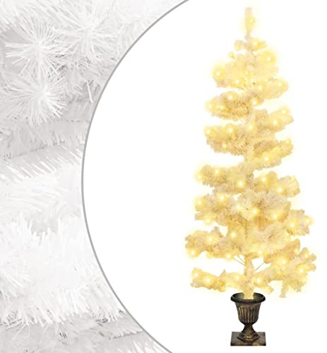 Sophrelle Árbol de Navidad en Espiral con Luces y macetero Blanco 120 cm Blanco,344652
