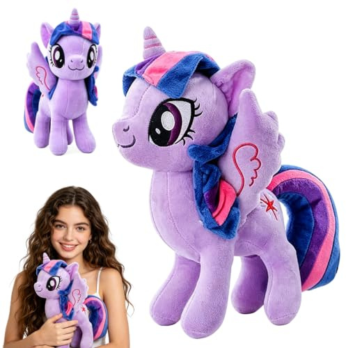 Peluche Rainbow Dash Giocattolo, Arcobaleno Pony Peluche, Reinbow Dash Plush Toy, Unicorno Peluche Cavallo Giocattolo, Regali di Compleanno per Bambini Ragazzo Ragazza (Viola)