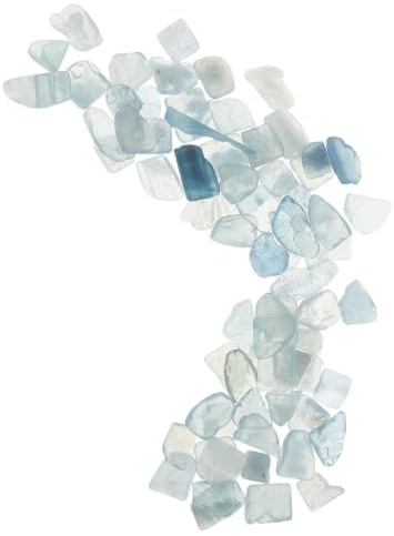 PATKAW Gravier Décoratif en Pierres de Cristal Aigue-Marine Naturelles, Petits Grains Irréguliers Bleus, Remplissage de Vase, pour Bonsaï et Cactus, Balcon et Aquarium