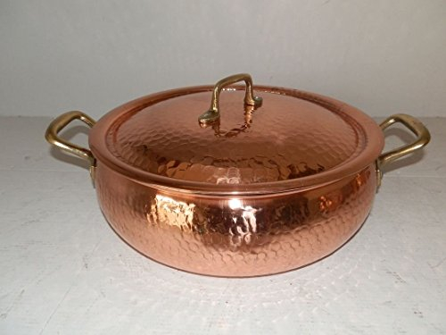 Arterameferro Casserole professionnelle en cuivre étamé avec poignées en laiton 25 cm