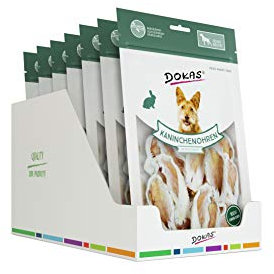 DOKAS Kaninchenohren – Getreidefreier Premium Snack aus 100% Kaninchen für Hunde 7 x 100 g