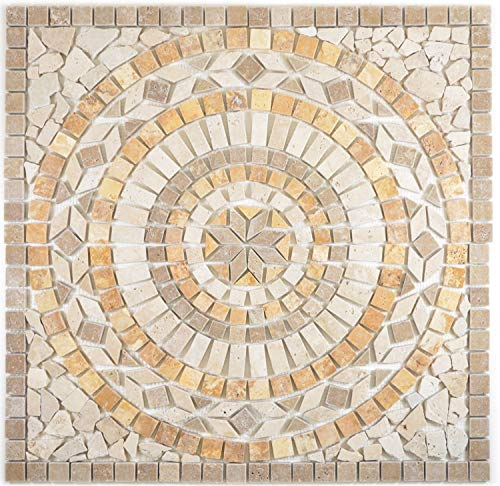 Piastrella a mosaico in pietra naturale, grande, travertino, beige, giallo, noce, per decorazione da parete, bagno, WC