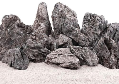 AquaOne Aquarium Steine Mini Landschaft 15kg Mix I Natursteine Seiryu Größe S bis XL I Aquascaping Gestein I Felsen Dekoration I Pagode Rückwand