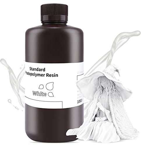 ELEGOO 3D Printer Rapid Resin, 405nm LCD UV-Curing Resin Standard Photopolymer Resin for LCD 3D Printing White 1000G