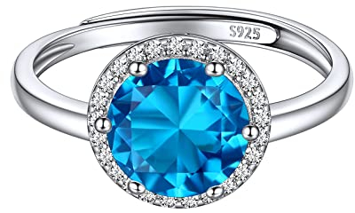 ChicSilver Damen Mädchen Fingerring mit Saphir Gebursstein 925 Silber Verstellbarer Ring für Valentinstag Weihnachten Geburtstag