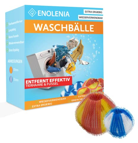 Enolenia NEU 6 Stück Tierhaarentferner Wäschebälle für Waschmaschine & Trockner gegen Tierhaare & Fusseln, Wiederverwendbare Anti Fusselkugeln + Fusselbälle für Textilien und Kleidung – Haarfänger