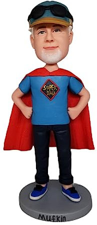 mydedor Individuelle Wackelkopf-Figur, individuelle Puppe, Superdad in Hut, handgefertigter Wackelkopf, Geburtstagsgeschenk, Wackelkopf-Figuren, personalisiertes Skulptur-Geschenk