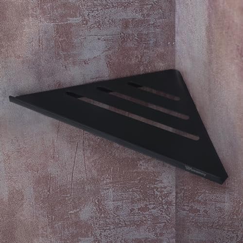 Womamny Eckregal Schwarz, Duschablage Ecke, 30 X 19.5 cm Badezimmer Regal, Verdickter Duschregal Schwarz aus Edelstahl, Wandregal Aufbewahrung Badezimmer Eckablage für Bad Küche