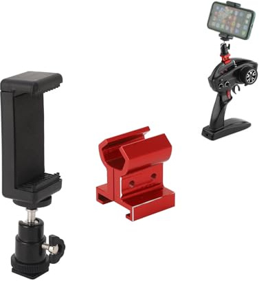 Fockety Universal Phone Mount for TX TQi, Adjustable Transmitter Phone Mount for Phones Over 5.5 Inch, FPV Display Monitor Screen Holder Mobile Cell Phone Bracket Mount Stand (Red)