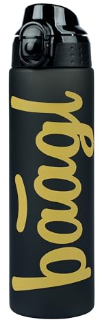 Baagl Kinder Trinkflasche, Auslaufsichere Wasserflasche 700ml, Schule und Sport Flasche für Jungen, Mädchen, Vielseitige und Praktische Flasche mit verschließbarem Deckel (Gold)