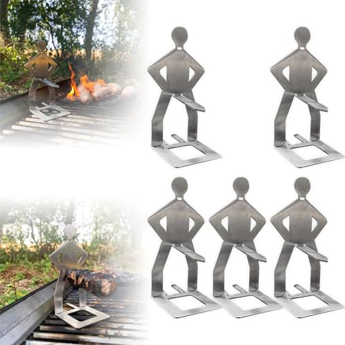 Grillwursthalter Aus Edelstahl, Kreativer Stehender Mann Wurst Grillständer, Tragbarer Hot Dog Bräter, Hot Dog Grillhalter Für Outdoor Camping Kochzubehör (5Pcs)