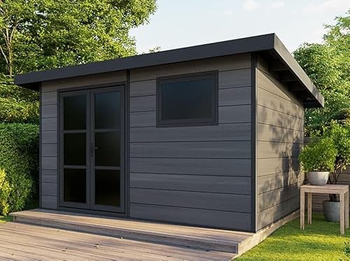 Direct ABRIS Abri de Jardin Composite Alma - 11m2 Gris - Cabane - Cabanon de Jardin - Bois Composite - WPC - Atelier - Abri Velo