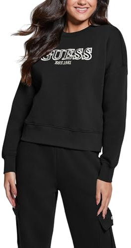 GUESS Felpa Midge Donna, Nero corvino, Small