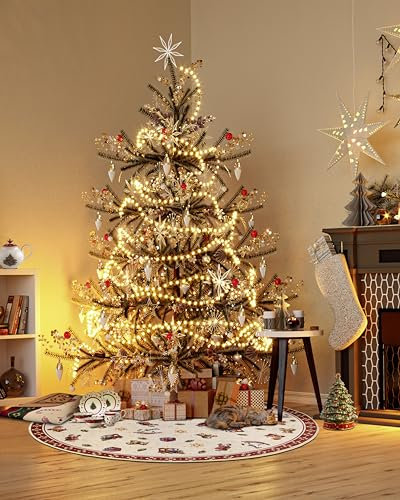 Villeroy & Boch Design Teppich Nostalgic Rund - Toy's Delight - Christbaum Decke, Weihnachten Tannenbaum & Weihnachtsbaum für Wohnzimmer, Schlafzimmer, Esszimmer, Flur - Rot Multifarben, 150 cm