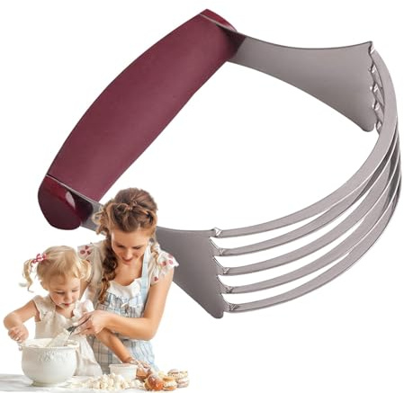 Raypontia Teigmischer Edelstahl - 13,5 Cm Teigmischer Hand, Teigmixer Hand, Teig Smasher, Teigmixer Brot, Teigschneider, Gebäckschneider, Pastry Cutter Mit Rutschfestem Griff, Red