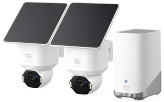 eufy SoloCam E42 (2-Cam Kit), 4K Überwachungskamera für außen, HomeBase S380, Solar, KI-Bewegungstracking, Stroboskop, Schwenken & Neigen, Gesichtserkennung, lokaler Speicher bis 16TB, kabellos