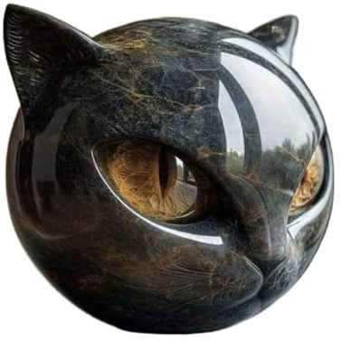 Baoqifong Katzenstatuen Wohnkultur,Tischdekoration Tierfigur - Elegante Schwarze Katzen Skulptur Für Zuhause Garten Schreibtisch Eingangsbereich Deko Frauen Männer