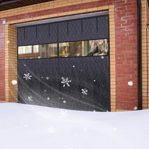 Rideaux de Porte de Garage for l'hiver, Rideau de Porte Magnétique Isolé Thermique, Coupe-Vent, Anti Froid, avec Fenêtre, Couverture D'd'Écran for Garage(Noir,280cmx240cm)