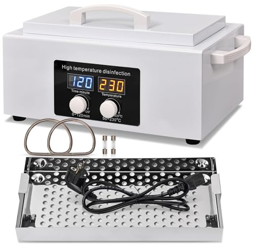 JOJOCOSMO Dry Heat Sterilizer,Professional Nail Tool Steriliser Machine for Salons & Clinics,230°C Hot Air Steriliser with LED Display, Autoclave Sterilizer for Scissors, Tweezers & Metal Tools,300W