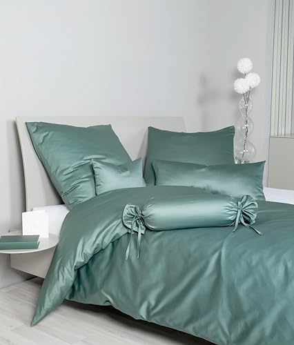Colors Bettwäsche Set, 135x200 cm + 80x80 cm, Baumwolle, Uni, Salbeigrün