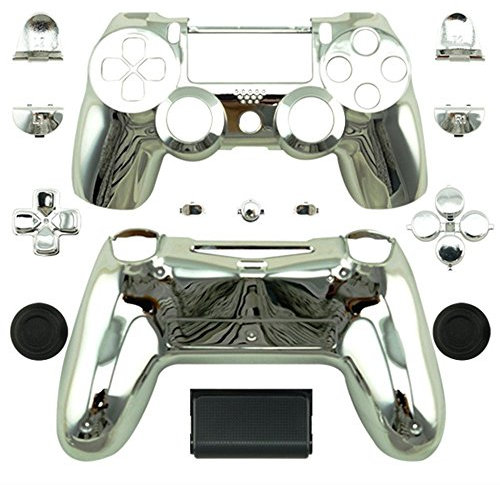 Funda especial personalizada con botones para mando inalámbrico PS4 - Plata cromada