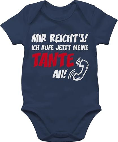 Baby Body Junge Mädchen - Mir reichts Ich ruf jetzt meine Tante an - 6/12 Monate - Navy Blau - babykleidung tante+baby-kleidung aunt auntie strampler outfit babybody+tante tantes fuer neffe