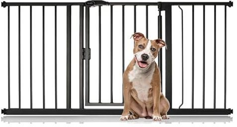 Bettacare Auto Close Pet Gate, 139.8cm - 146.8cm, Matt Black, Pressure Fit Stair Gate for Dog & Puppy, Safety Barrier for Doors Hallways and Spaces, Easy Installation | Pressure fit, no drilling, one-handed opening, double locking, auto-close, easy install.