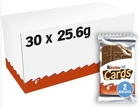 kinder Cards – Waffel im Keksformat mit Milch- und Kakaofüllung – 30 Packungen mit je 2 Waffeln im Keksformat (30 x 25,6 g)