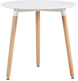 H.J WeDoo Table à Manger Ronde scandinave Blanche 80 * 80 * 72 cm