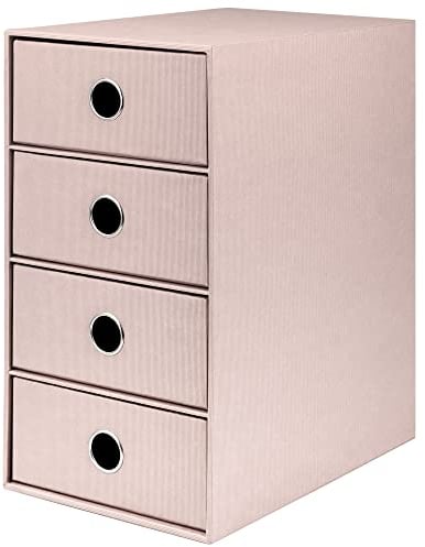 Rössler SOHO 4er Schubladenbox aus Papier | Büro Organizer Schreibtisch | Schubladen Organizer Büro Zubehör & Bürobedarf | Schreibtisch Organizer Box | 18 x 25 x 32 cm | 1 Stück | Farbe: Powder