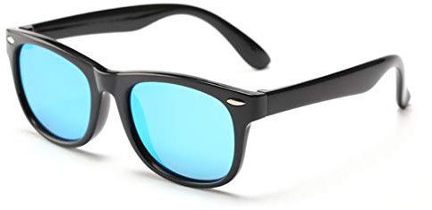 FOURCHEN Occhiali da sole polarizzati per bambini TPEE flessibile in gomma per le ragazze da 3 a 10 anni (black/blue lens)