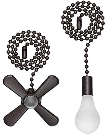 Ceiling Fan Pull Chain, 12-inch Light Bulb and Fan Cord Extension Chains (Black)