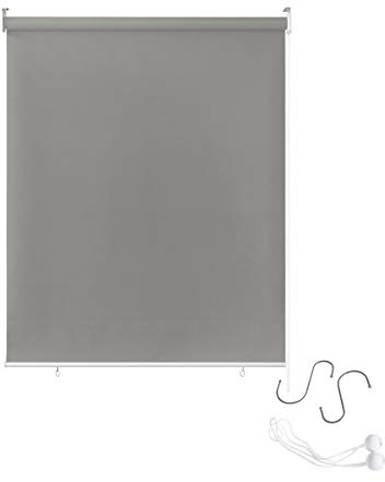 AUFUN Außenrollo Balkon Outdoor Rollo Wetterfest 100 x 140 cm Outdoorrollo Sonnenschutz Balkonrollo UV Schutz, Reflektierende Thermofunktion für Fenster & Türen, Grau