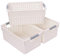 JAKAGO Medium Plastic Storage Baskets Kitchen Cupboards Organiser Storage Baskets for Shelves -Set of 3(White, M)