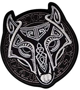 Wikingerwolf, Aegishjalmur, heidnisch, Volkskinder, isländisch, Runen, Magie, Zaubersprüche, schwarzes Metall, Amon Amarth, Burzum, Walknut1, besticktes Souvenir zum Aufbügeln