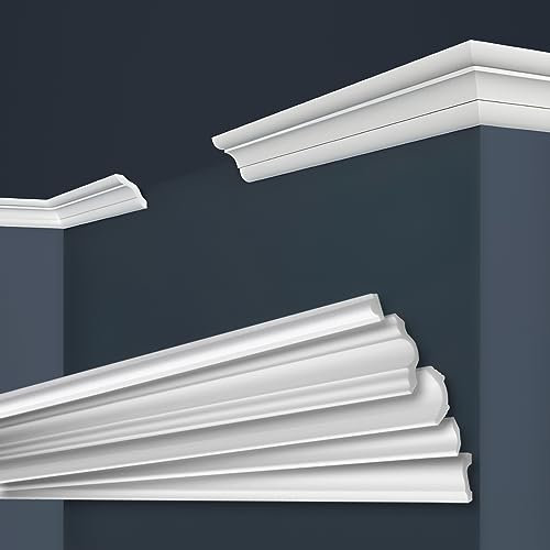 Marbet, listelli da soffitto in polistirene XPS, modanature in stucco di alta qualità, leggeri e robusti, dal design moderno (confezione risparmio da 30 metri, E-41, 40x40 mm), listello per parete