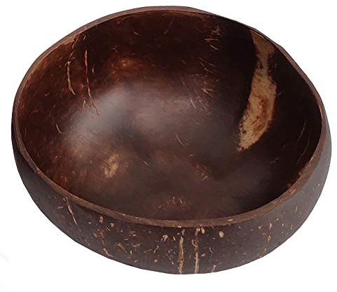 ikasus Kokosnuss Schalen,Handgefertigt Naturprodukt Coconut Bowls Schüssel Holzbesteck Vegane Schüssel Holz Schüssel Für Buddha Bowl und Acai Bowl Salad Bowl Deko Schale,1 Stück Kokosnussschale