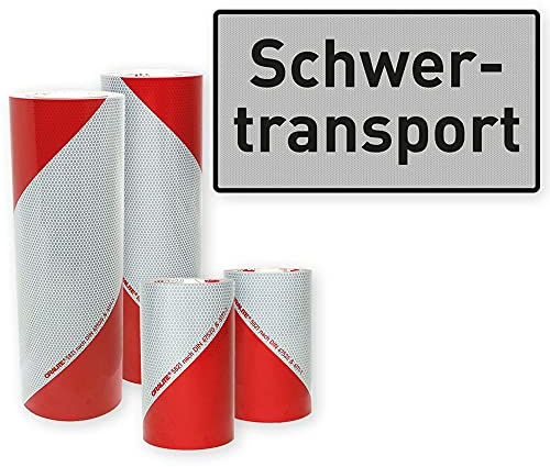Warnmarkierung für Begleitfahrzeuge - BF3, BF3 Plus, BF4 Heck-Aufbauten | aus rot-weißer Orafol ORALITE 5821 - mit magnetischem Schwertransport Schild - Wechselverkehrszeichenanlage WVZ-Anlage