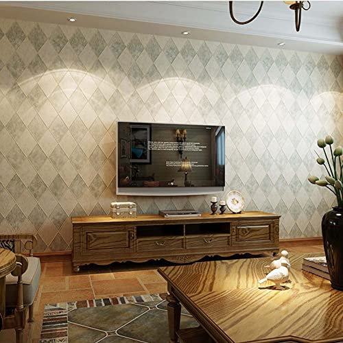 Modern Minimalist 3D Non-Woven Diamond Lattice Bedroom Hotel Living Room TV Background Wall Wallpaper Nor-Pasted 1.73'W X 32.8'L (Dark Red)