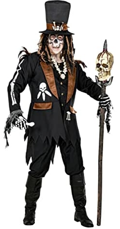 Horror-Shop Voodoo Priester Halloween Kostüm Mantel & Hut für Männer XL